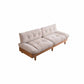 Contemporary Beige Sofa with Tufted Back and Flared Arm in Linen