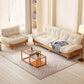 Contemporary Beige Sofa with Tufted Back and Flared Arm in Linen