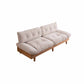 Contemporary Beige Sofa with Tufted Back and Flared Arm in Linen