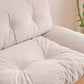 Contemporary Beige Sofa with Tufted Back and Flared Arm in Linen