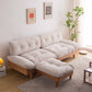 Contemporary Beige Sofa with Tufted Back and Flared Arm in Linen