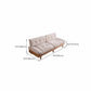 Contemporary Beige Sofa with Tufted Back and Flared Arm in Linen