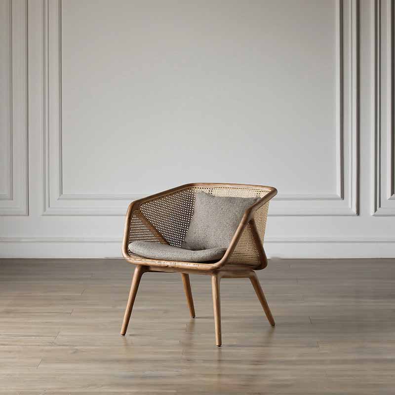 Rattan linnen bank 25.59 "Hoge hellende armbank met losse rug voor woonkamer