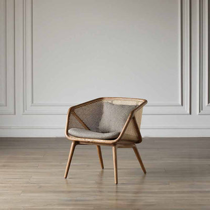 Rattan linnen bank 25.59 "Hoge hellende armbank met losse rug voor woonkamer