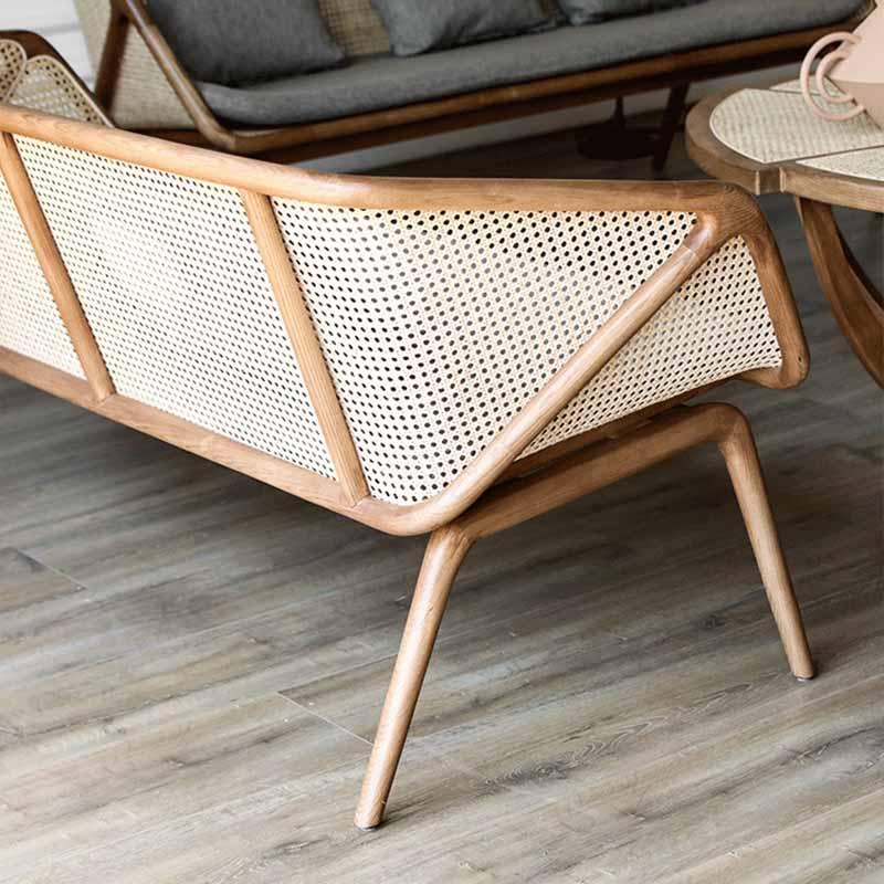 Rattan linnen bank 25.59 "Hoge hellende armbank met losse rug voor woonkamer