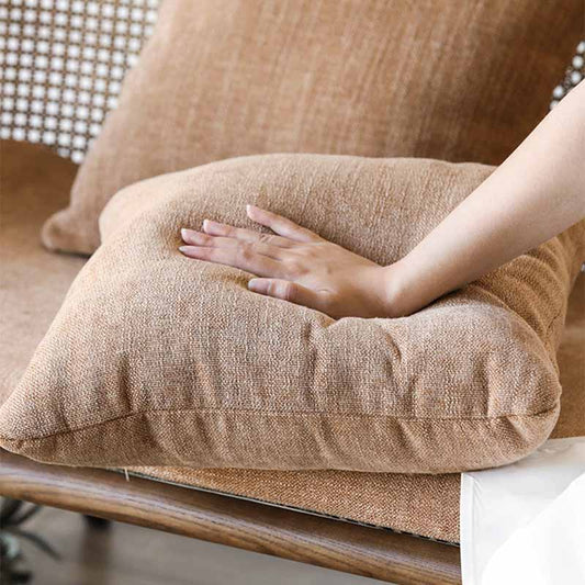 Rattan Linen Sofa 25.59" High Sloped Arm Sofa with Loose Back for Living Room