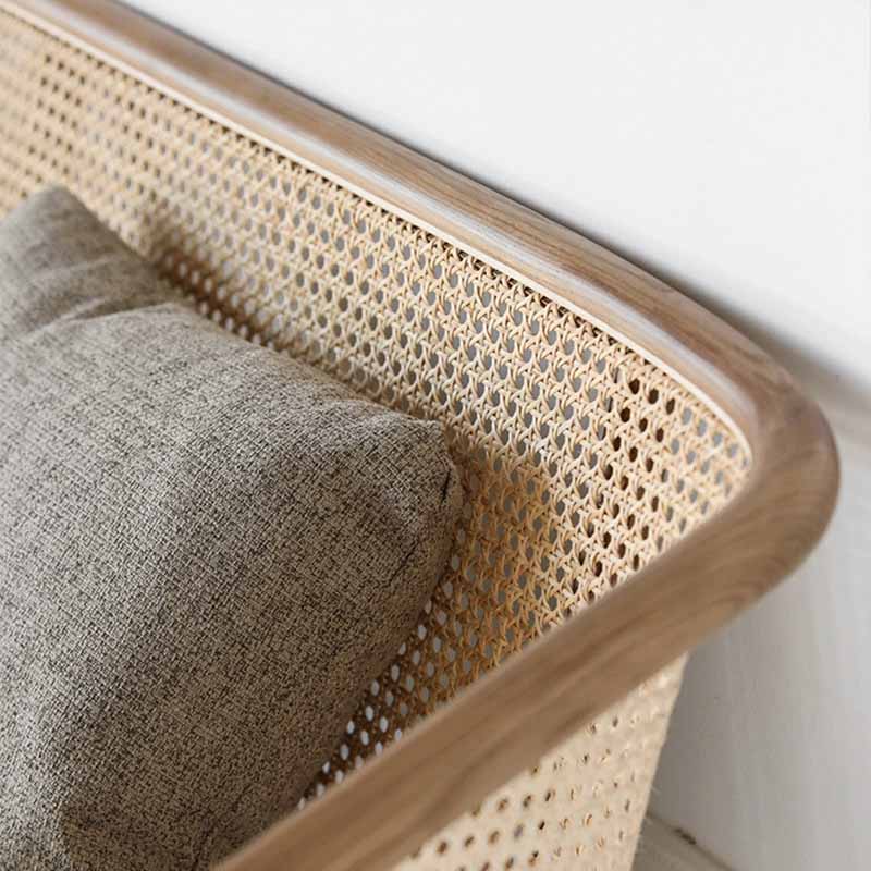 Rattan linnen bank 25.59 "Hoge hellende armbank met losse rug voor woonkamer