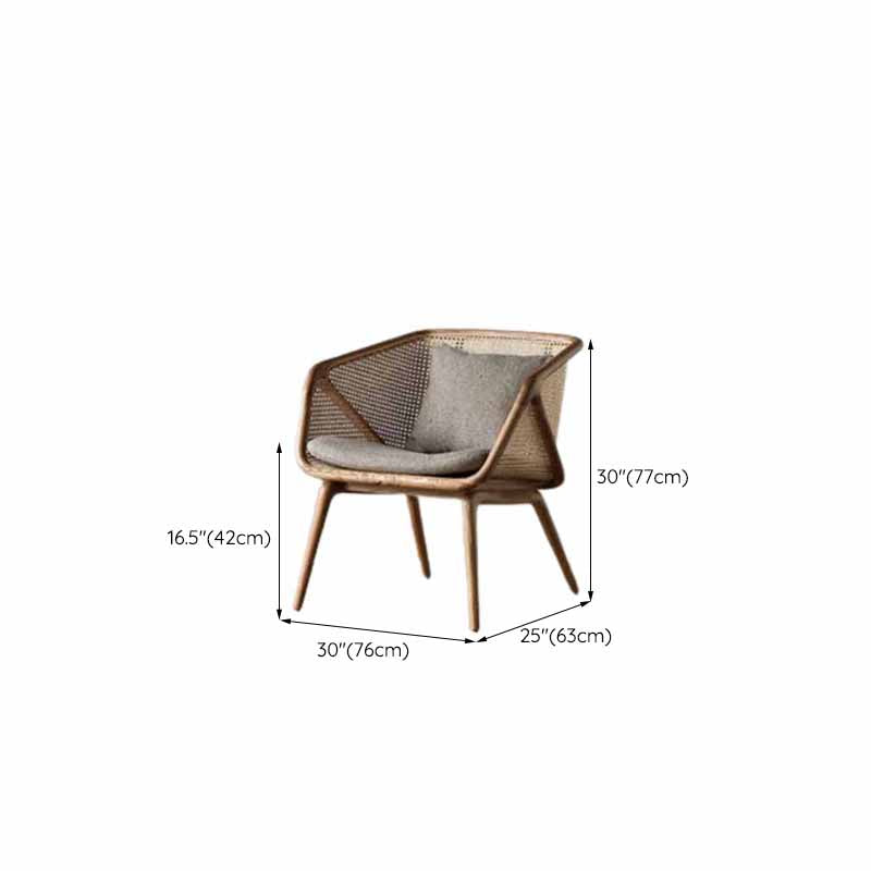 Rattan linnen bank 25.59 "Hoge hellende armbank met losse rug voor woonkamer