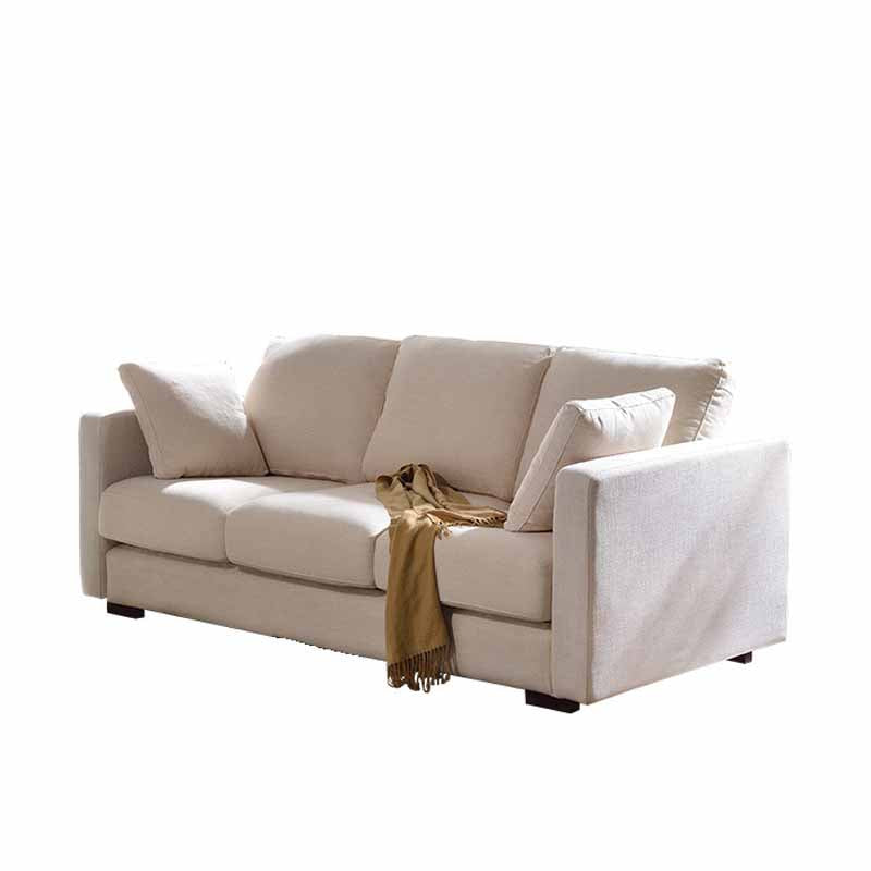 Divano beige contemporaneo con schiena sciolta e braccia quadrate in lino