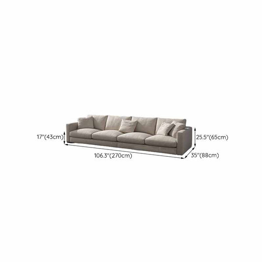 Contemporary Beige Sofa with Loose Back and Square Arms in Linen