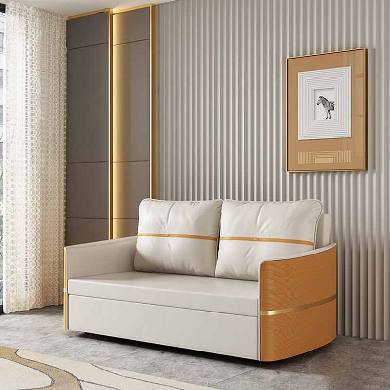 Faux Leather Convertible Sofa Bed with Pillows Seating with Storage Clearhalo 'furn' 'furn_sofas' 'Furniture' 'Living Room Furniture' 'Sofa' 'sofas' 6737295