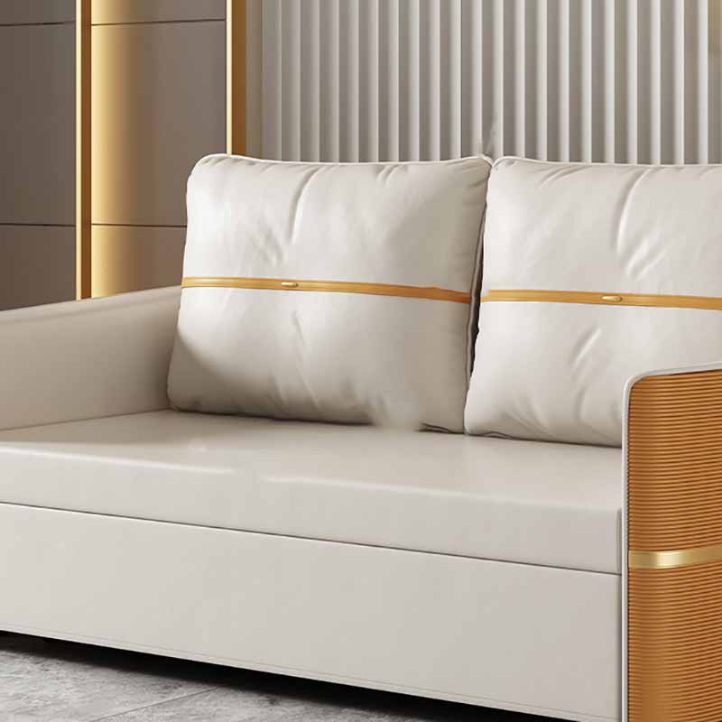 Faux Leather Convertible Sofa Bed with Pillows Seating with Storage Clearhalo 'furn' 'furn_sofas' 'Furniture' 'Living Room Furniture' 'Sofa' 'sofas' 6737304