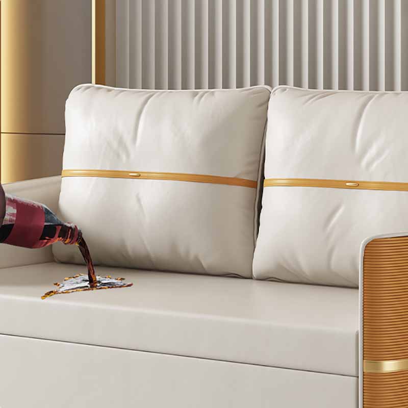 Faux Leather Convertible Sofa Bed with Pillows Seating with Storage Clearhalo 'furn' 'furn_sofas' 'Furniture' 'Living Room Furniture' 'Sofa' 'sofas' 6737306