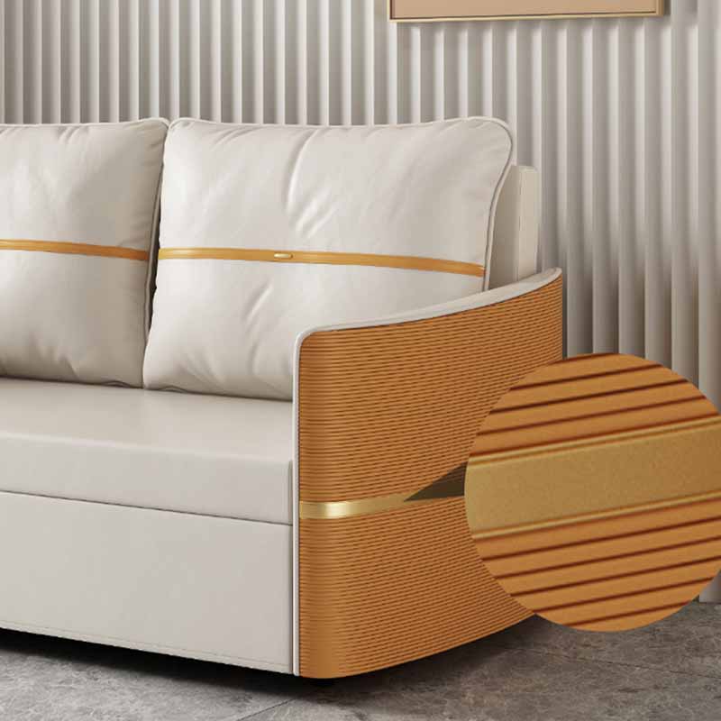 Faux Leather Convertible Sofa Bed with Pillows Seating with Storage Clearhalo 'furn' 'furn_sofas' 'Furniture' 'Living Room Furniture' 'Sofa' 'sofas' 6737307