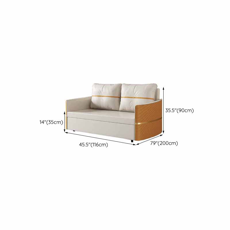 Faux Leather Convertible Sofa Bed with Pillows Seating with Storage Clearhalo 'furn' 'furn_sofas' 'Furniture' 'Living Room Furniture' 'Sofa' 'sofas' 6737308