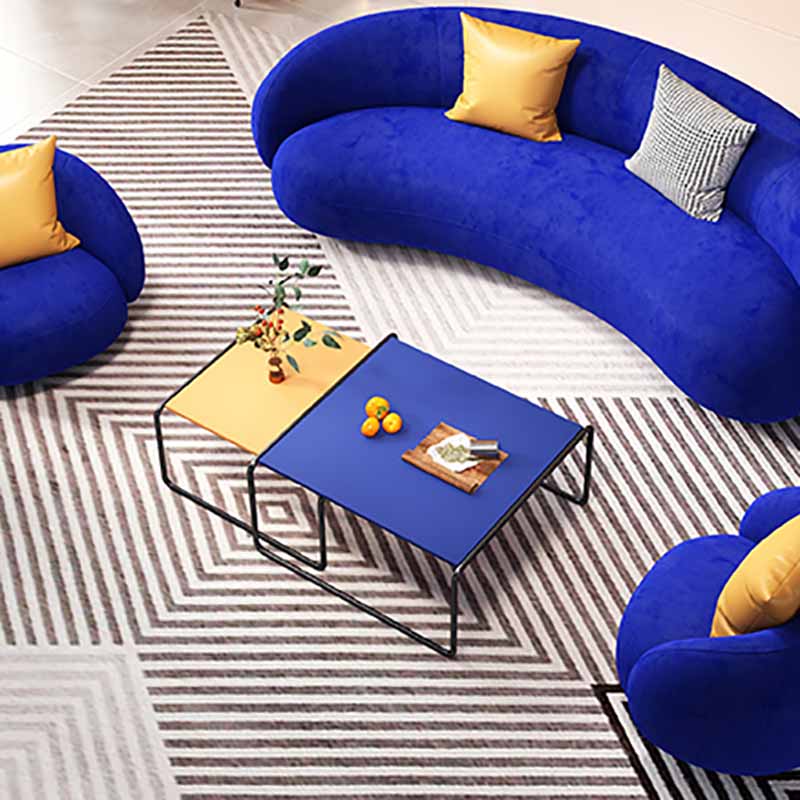 Curved Loveseat Solid Color Sloped Arms Stain Resistant for Living Room