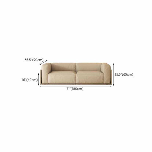 Faux Leather Square Arm Sofa Stain Resistant No Distressing Solid Color Sofa