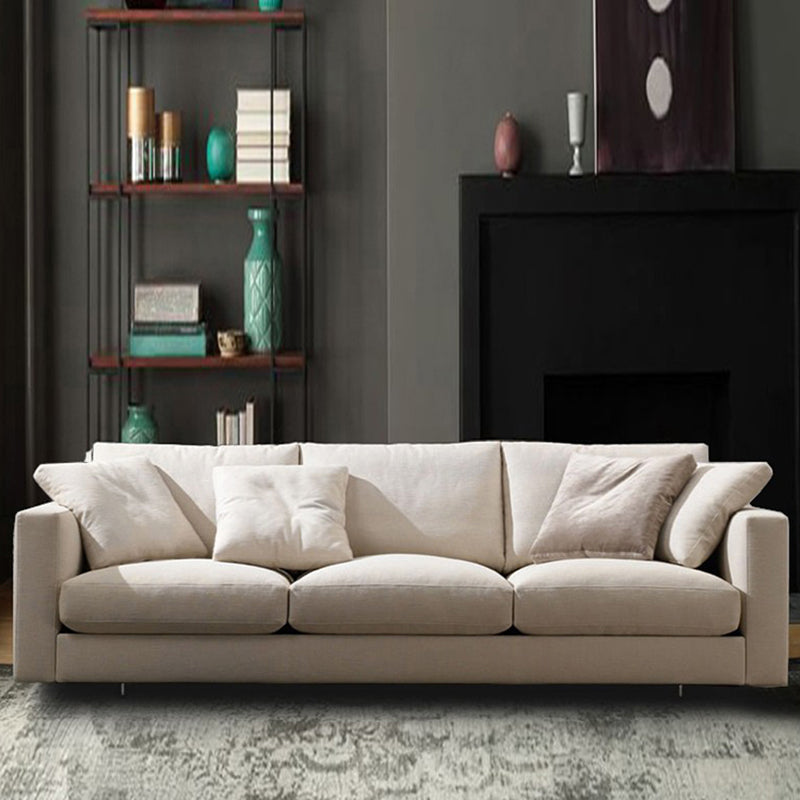 Canapé de bras carré standard avec oreillers siège en beige pour l'appartement