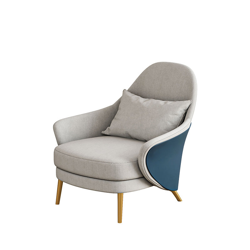 Tuxedo Arm Sofa Linen and Faux Leather Seating for Bonus Room 30"L x 37"W x 37"H Dark Blue-Gray Linen Clearhalo 'furn' 'furn_sofas' 'Furniture' 'Living Room Furniture' 'Sofa' 'sofas' 6737408