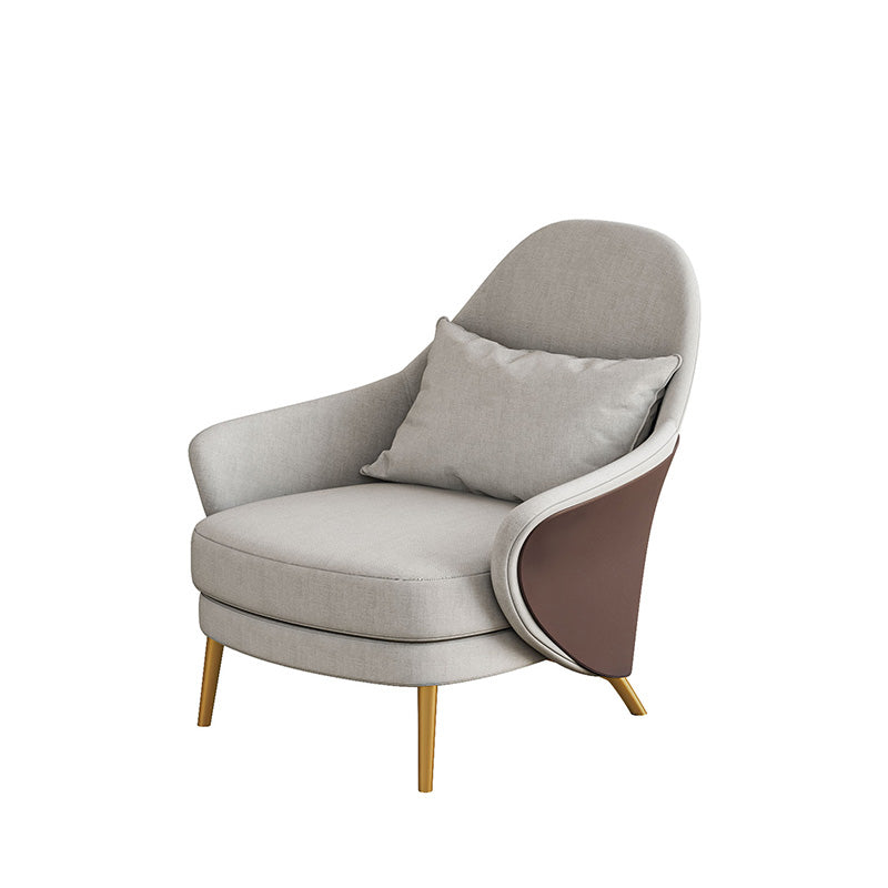 Tuxedo Arm Sofa Linen and Faux Leather Seating for Bonus Room 30"L x 37"W x 37"H Brown Grey Linen Clearhalo 'furn' 'furn_sofas' 'Furniture' 'Living Room Furniture' 'Sofa' 'sofas' 6737409