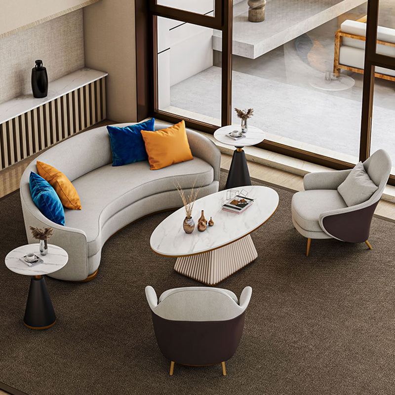 Tuxedo Arm Sofa Linen and Faux Leather Seating for Bonus Room Clearhalo 'furn' 'furn_sofas' 'Furniture' 'Living Room Furniture' 'Sofa' 'sofas' 6737410