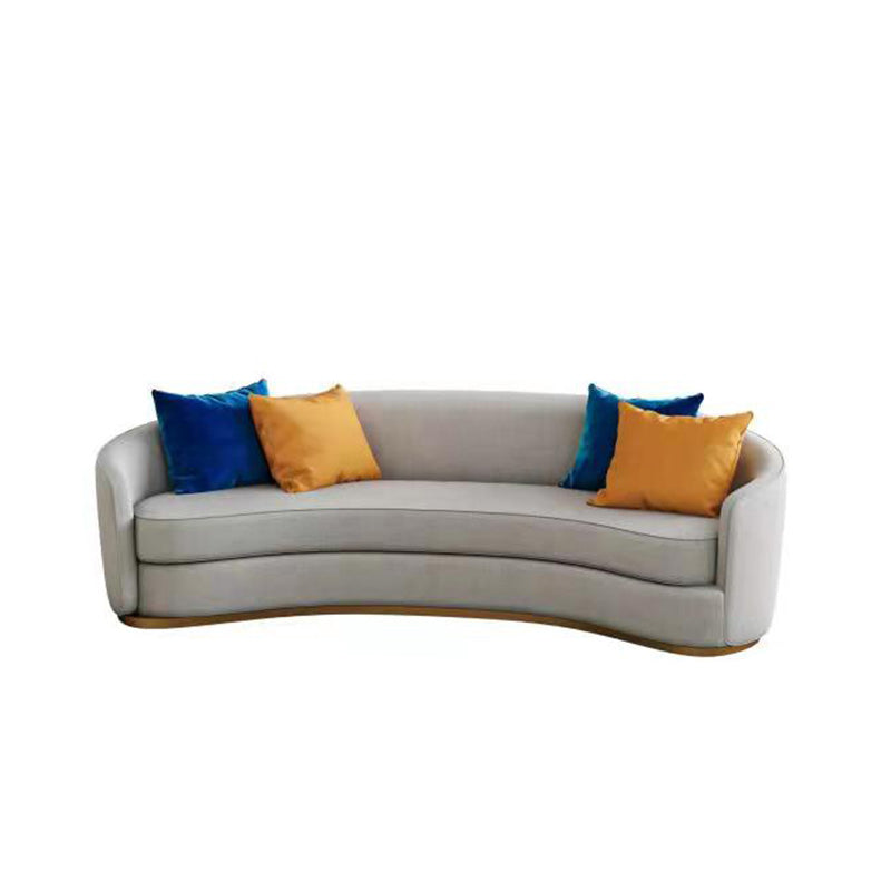 Tuxedo Arm Sofa Linen and Faux Leather Seating for Bonus Room 93"L x 31"W x 31"H Grey Linen Clearhalo 'furn' 'furn_sofas' 'Furniture' 'Living Room Furniture' 'Sofa' 'sofas' 6737411