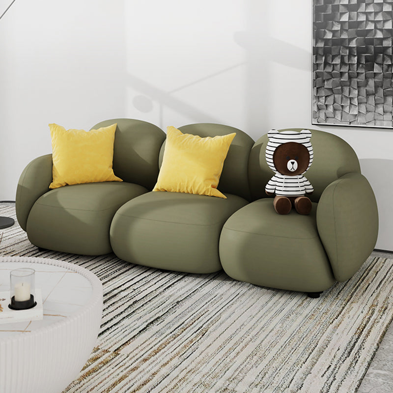 Divano a braccio quadrato contemporaneo con sedute di cuscini in verde e beige