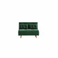 Armless Contemporary Sofa with Pillows Seating in Forest Green and Beige