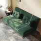 Armless Contemporary Sofa with Pillows Seating in Forest Green and Beige