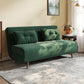 Armless Contemporary Sofa with Pillows Seating in Forest Green and Beige