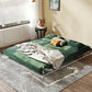 Armless Contemporary Sofa with Pillows Seating in Forest Green and Beige