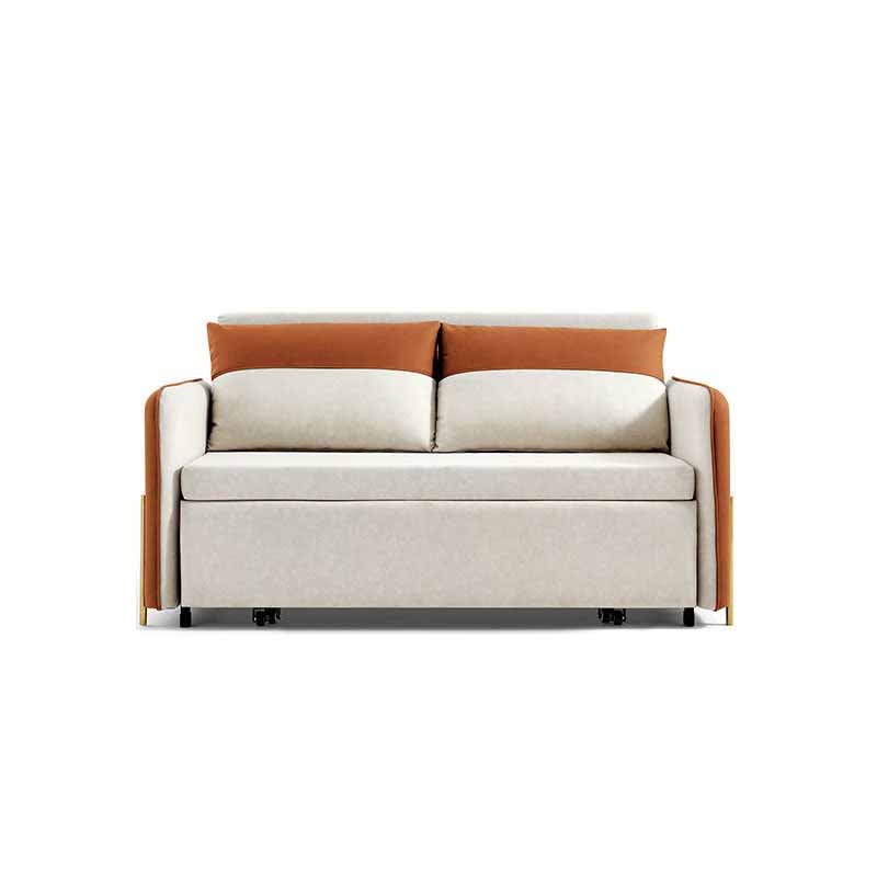 Faux Leather Sofa Bed Contemporary Sofa with Pillows for Bonus Room