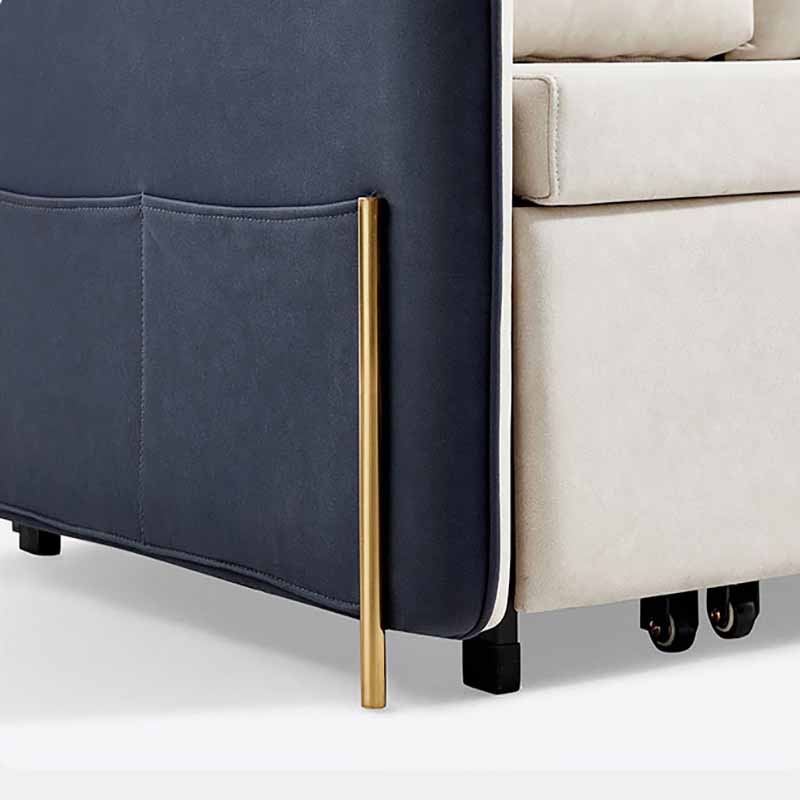 Faux Leather Sofa Bed Contemporary Sofa with Pillows for Bonus Room