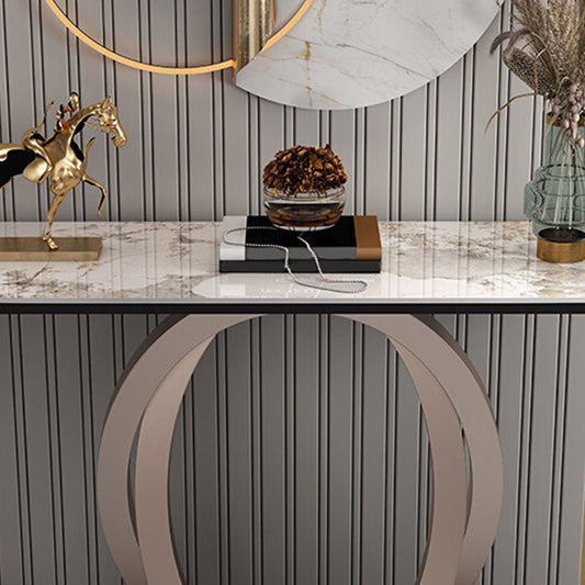 Console a mezza luna di pietra tavolo 1-scaffale 33,46 "tavolo di accento alto per sala