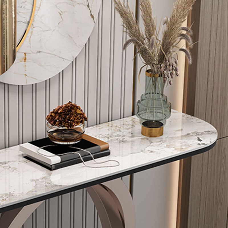Console a mezza luna di pietra tavolo 1-scaffale 33,46 "tavolo di accento alto per sala