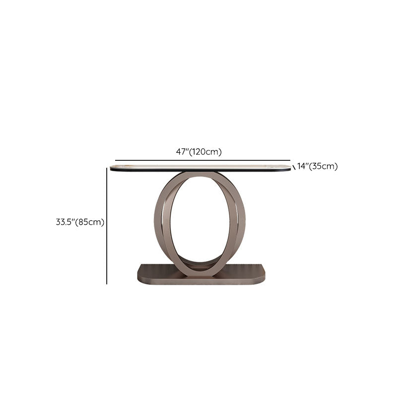 Console a mezza luna di pietra tavolo 1-scaffale 33,46 "tavolo di accento alto per sala