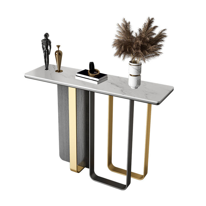 Glam Rectangle Console Table Stain Resistant Stone Console Sofa Table for Hall Clearhalo 'Console Tables' 'console_tables' 'Entry & Mudroom Furniture' 'furn' 'furn_console_tables' 'Furniture' 6737613