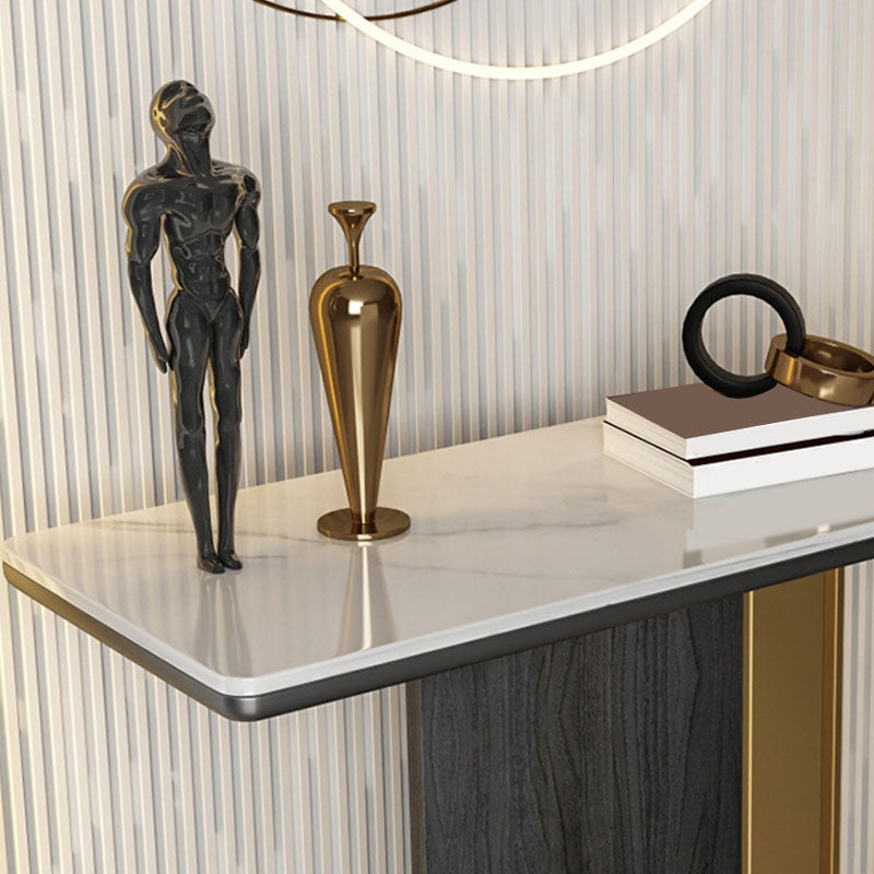 Glam Rectangle Console Table Stain Resistant Stone Console Sofa Table for Hall Clearhalo 'Console Tables' 'console_tables' 'Entry & Mudroom Furniture' 'furn' 'furn_console_tables' 'Furniture' 6737614