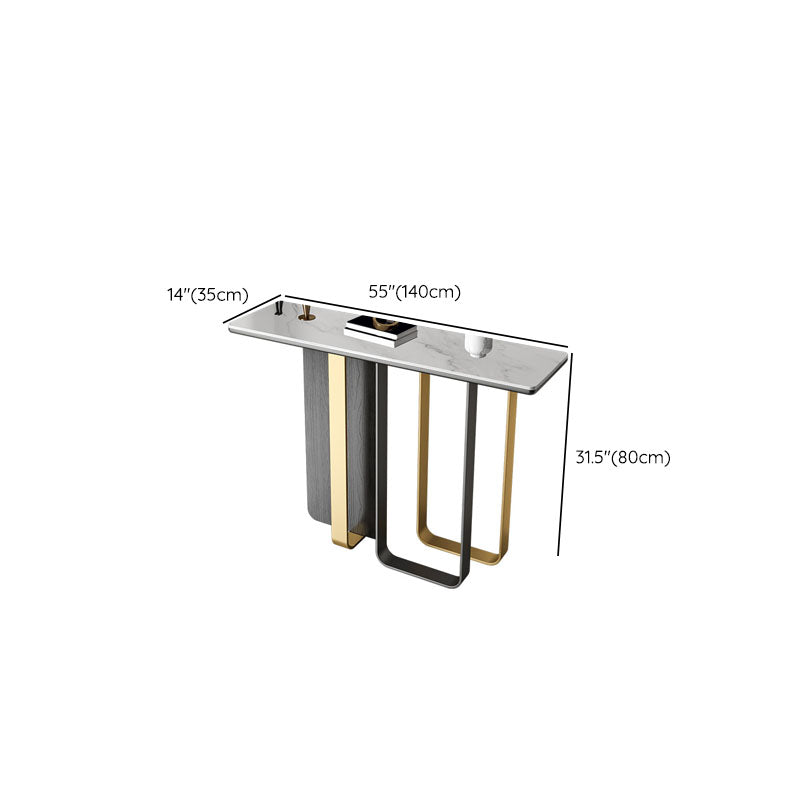 Glam Rectangle Console Table Stain Resistant Stone Console Sofa Table for Hall Clearhalo 'Console Tables' 'console_tables' 'Entry & Mudroom Furniture' 'furn' 'furn_console_tables' 'Furniture' 6737620