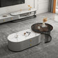 Slate Frame Coffee Table Glam Nesting Coffee Table Set with 2 Drawers
