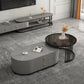 Slate Frame Coffee Table Glam Nesting Coffee Table Set with 2 Drawers