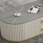 Slate Frame Coffee Table Glam Nesting Coffee Table Set with 2 Drawers
