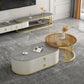 Slate Frame Coffee Table Glam Nesting Coffee Table Set with 2 Drawers