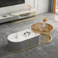 Slate Frame Coffee Table Glam Nesting Coffee Table Set with 2 Drawers