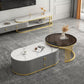 Slate Frame Coffee Table Glam Nesting Coffee Table Set with 2 Drawers
