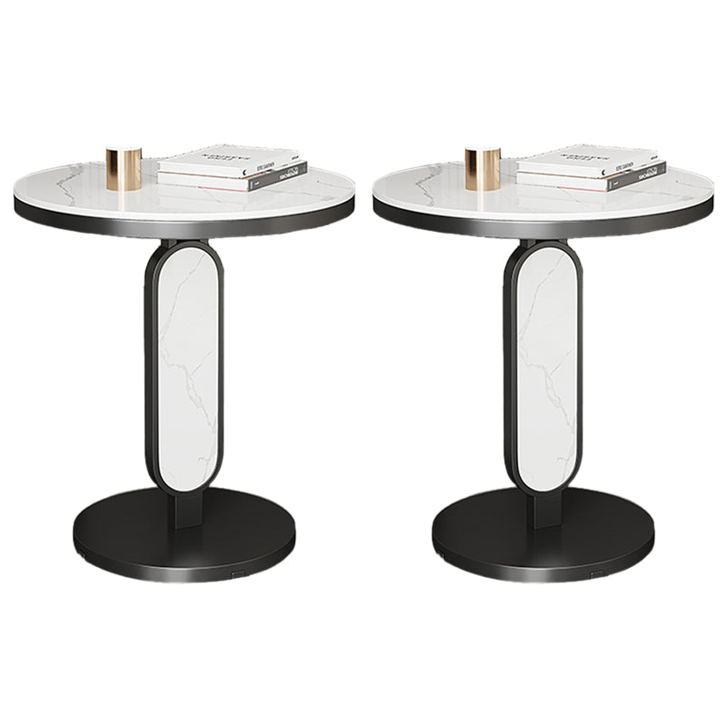 Glam Metal Side Table with Round Stone Top Accent Side Table Black 2 Clearhalo 'Coffee & Accent Tables' 'End & Side Tables' 'end_side_tables' 'furn' 'furn_end_side_tables' 'Furniture' 'Living Room Furniture' 6738377