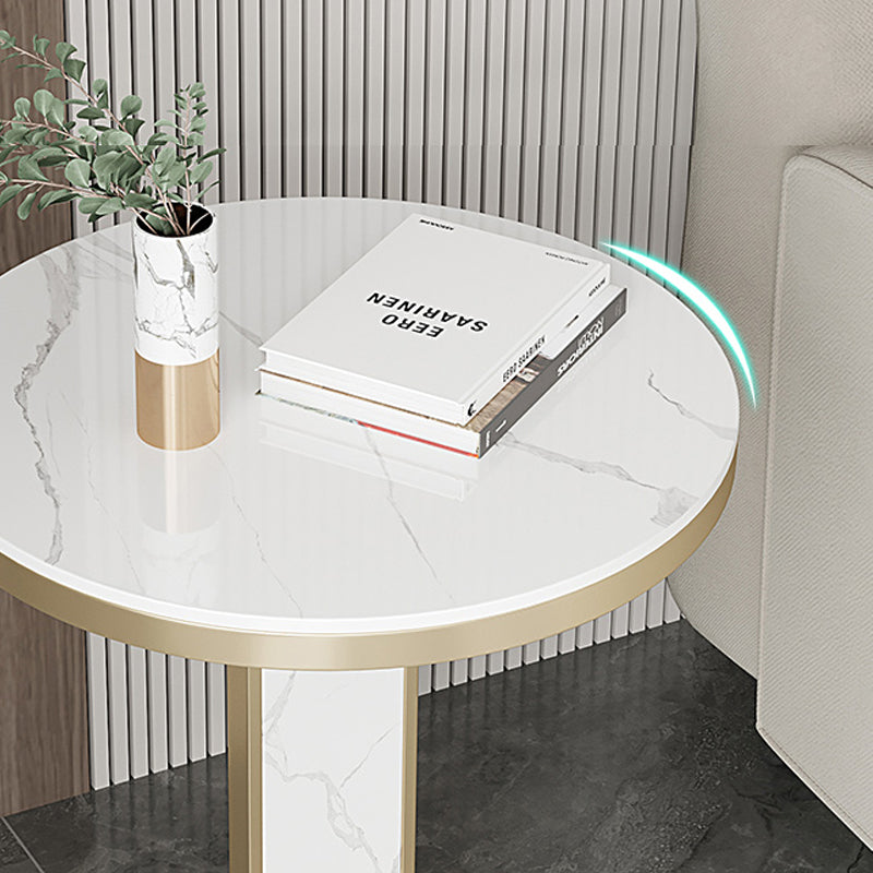 Glam Metal Side Table with Round Stone Top Accent Side Table Clearhalo 'Coffee & Accent Tables' 'End & Side Tables' 'end_side_tables' 'furn' 'furn_end_side_tables' 'Furniture' 'Living Room Furniture' 6738385