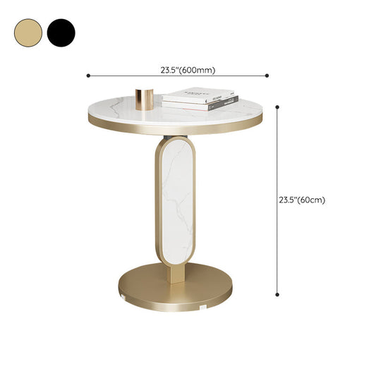 Glam Metal Side Table with Round Stone Top Accent Side Table Clearhalo 'Coffee & Accent Tables' 'End & Side Tables' 'end_side_tables' 'furn' 'furn_end_side_tables' 'Furniture' 'Living Room Furniture' 6738389