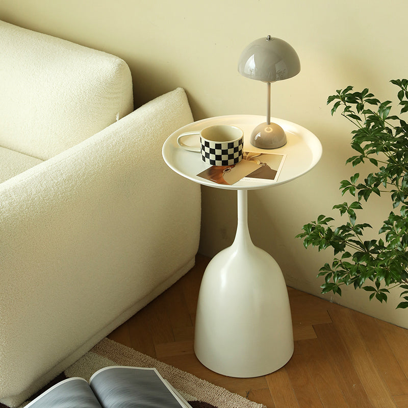 Round Top Side Table Metal 1 Leg Base Living Room End Side Table Clearhalo 'Coffee & Accent Tables' 'End & Side Tables' 'end_side_tables' 'furn' 'furn_end_side_tables' 'Furniture' 'Living Room Furniture' 6738417