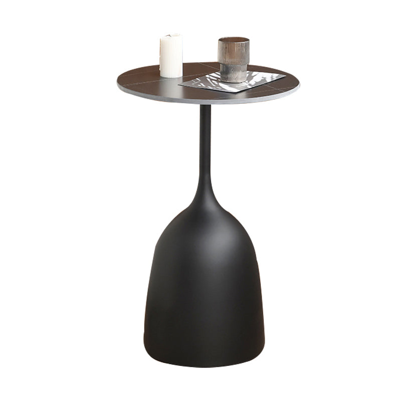 Round Top Side Table Metal 1 Leg Base Living Room End Side Table Black Stone 1 Clearhalo 'Coffee & Accent Tables' 'End & Side Tables' 'end_side_tables' 'furn' 'furn_end_side_tables' 'Furniture' 'Living Room Furniture' 6738418